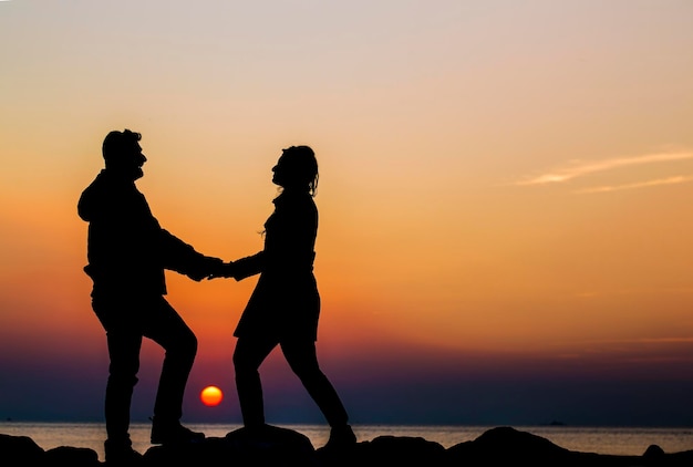 View of sunset
young woman and young man happy