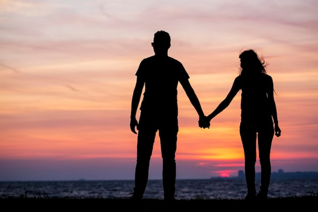 View of sunset
young woman and young man happy