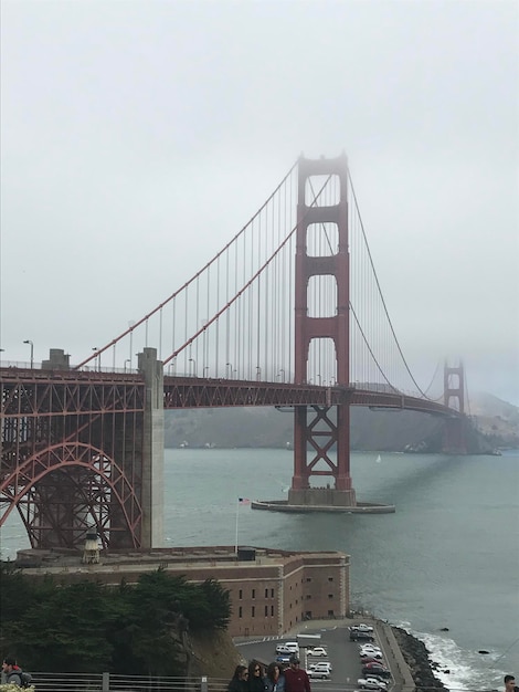 View of suspension bridge against sky