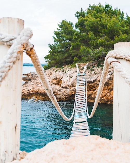 View of suspension bridge cross sea bay