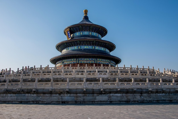 Photo view of temple against blue sky