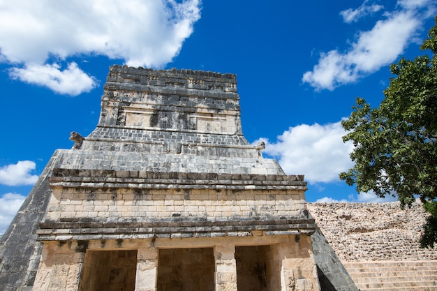 View of the Temple of the Warriors in the ruins of Chichen Itza, Mexico