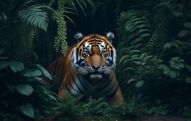 View of tiger animal wild in the jungle