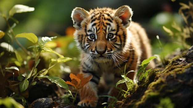 自然の中の虎の子の眺め