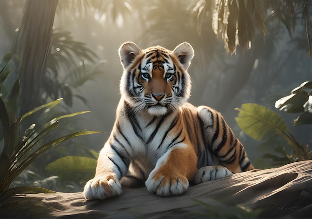 View of tiger cub in the wild