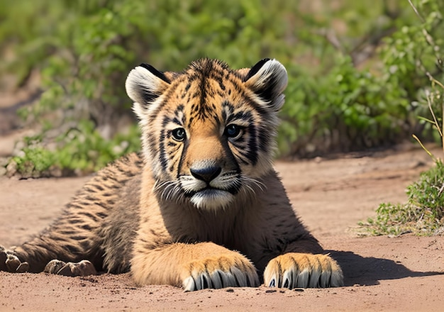 View of tiger cub in the wild