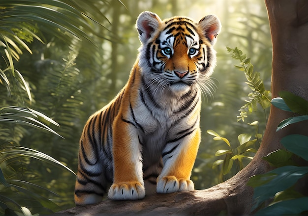 View of tiger cub in the wild