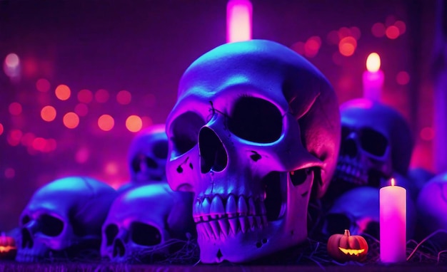 вид сверху размытый Хэллоуин ночь череп вечеринка террор