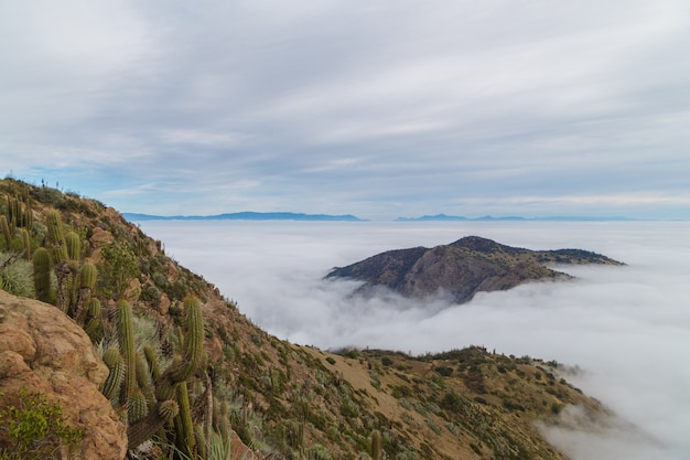 View of top of the mountain, surrounded clouds