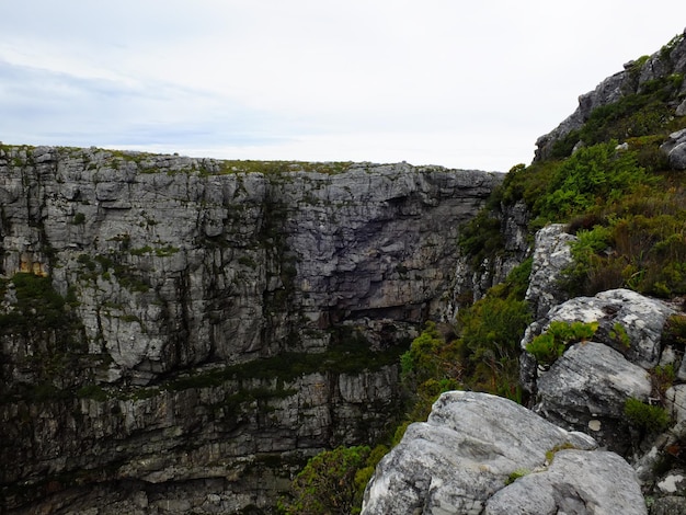 The view of the top of Table Mountain Cape town South Africa