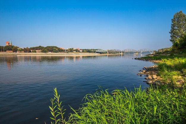 View on Torun old town over Vistula river Poland