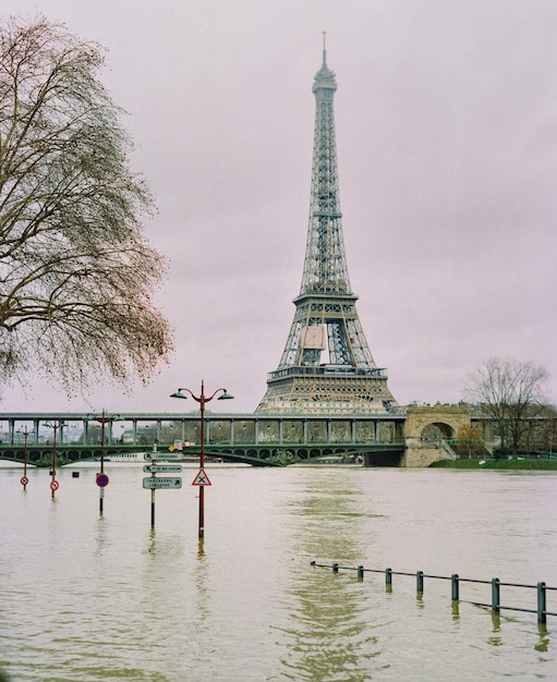 View of tower in city