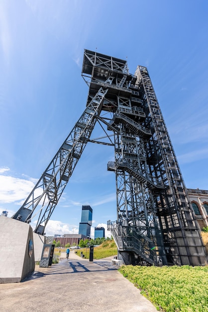 Photo view of tower shaft warszawa ii and silesian museum poland