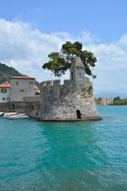 View of the towers of the resort town of Nafpaktos in Greece