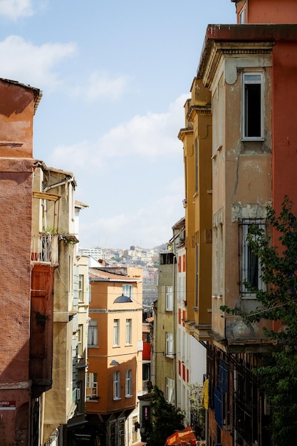 View of Traditional Ubran Houses from a Hill Stock Photo