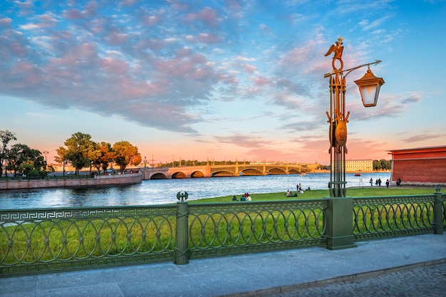  view of the Troitsky Bridge in Saint Petersburg 