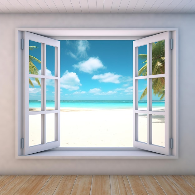 view of a tropical paradise from the window