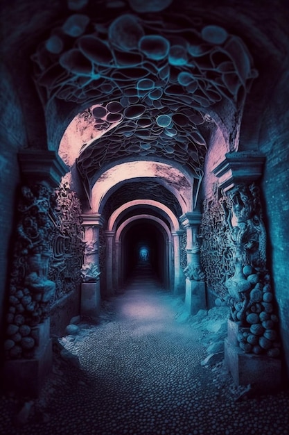 A view of tunnel with in the middle it generative ai