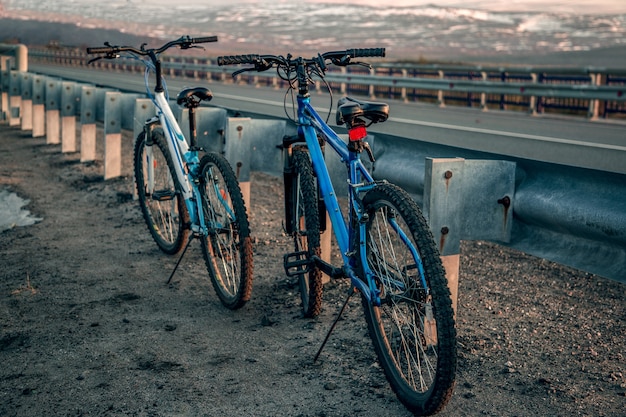 View of two bicycles north of Russia