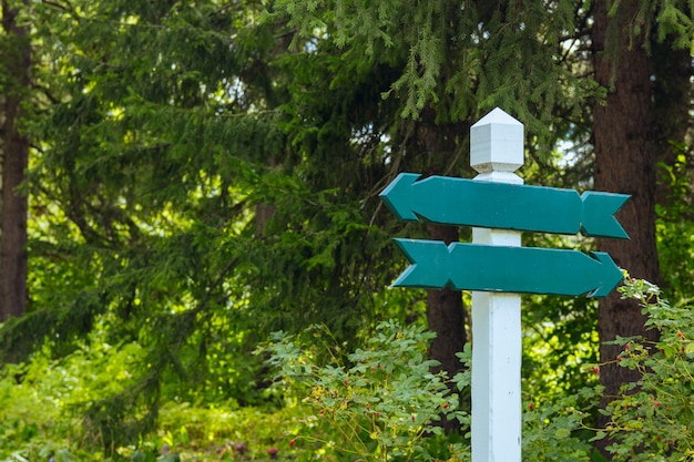 View of two wooden directional signs