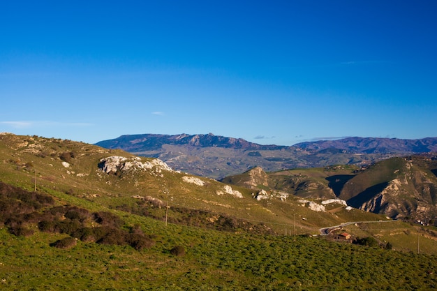 View of the typical Sicilian countryside