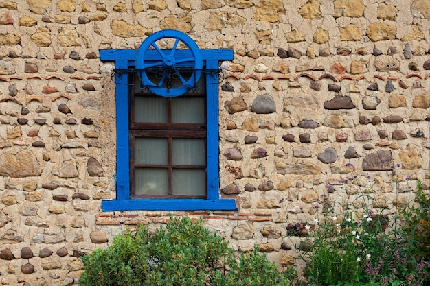 View of typical window of the house in the NouvelleAquitaine France