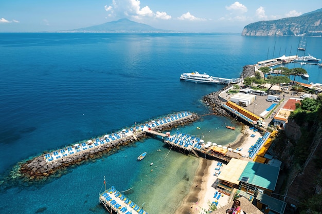 View of the Tyrrhenian sea coast in Sorrento Italy