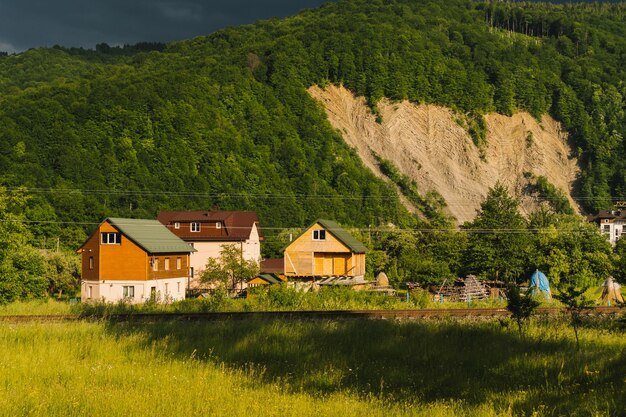 View of the Ukrainian Carpathians. Photo of nature and summer mountains