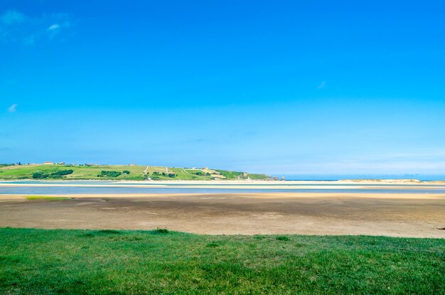 View of usil beach in the village of mogro cantabria northern spain