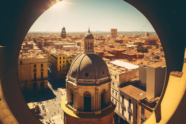 View of Valencias historical district as seen from the Cathedrals observation deck Spain