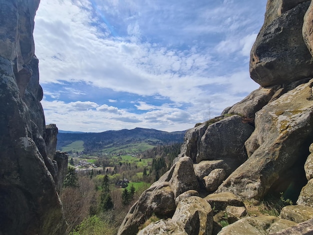 A view of the valley from the top of a rock formation