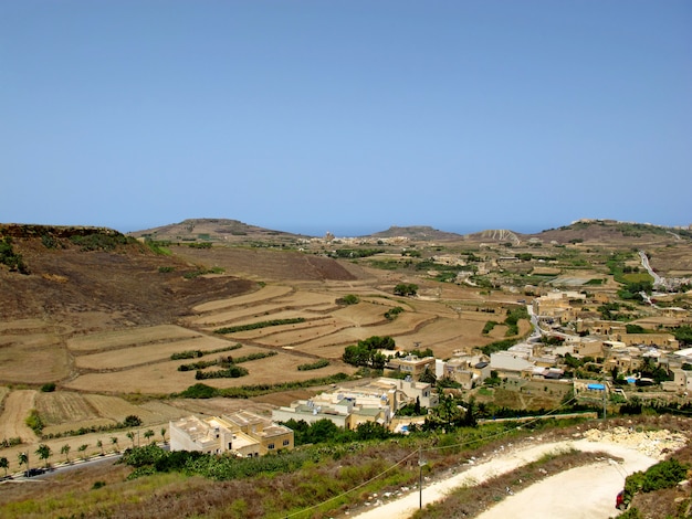 view on the valley of Gozo island, Malta