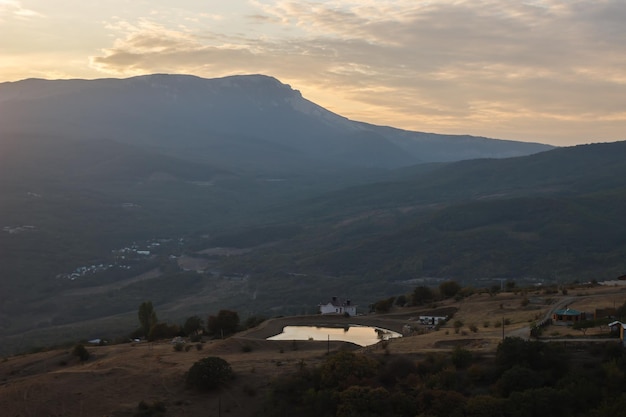 View of the valley near Demerdzhi at sunset