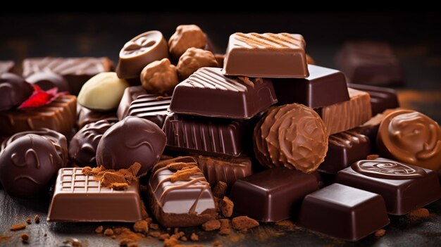 Photo view of various chocolate candies