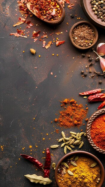 Photo view of various indian spices