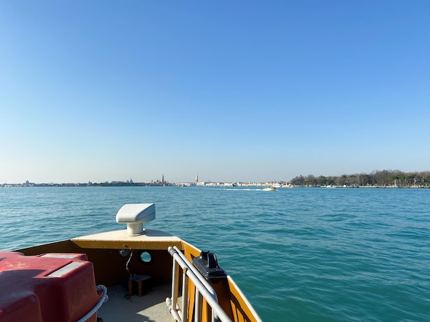 View of Venetian Lagoon from vaporetto in Venice