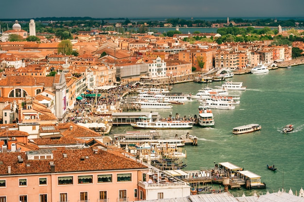  View at Venice, Italy, with stormy sky, from above.