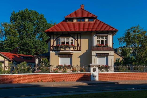 View of a villa in the historic district of Amalienau on a sunny summer day Kaliningrad Russia