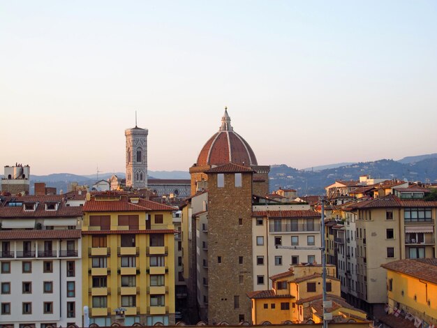 The view on vintage houses in Florence Italy