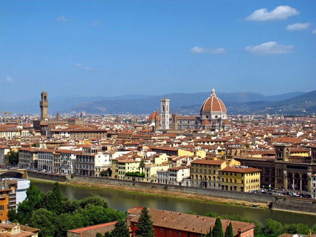 The view on vintage houses in Florence, Italy