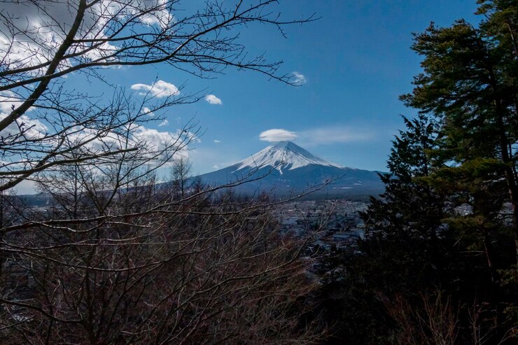 Photo 空の背景にある火山の景色