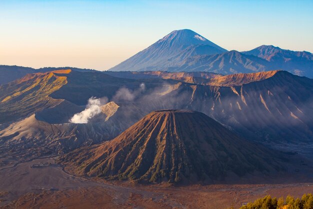 Photo view of volcanic mountain