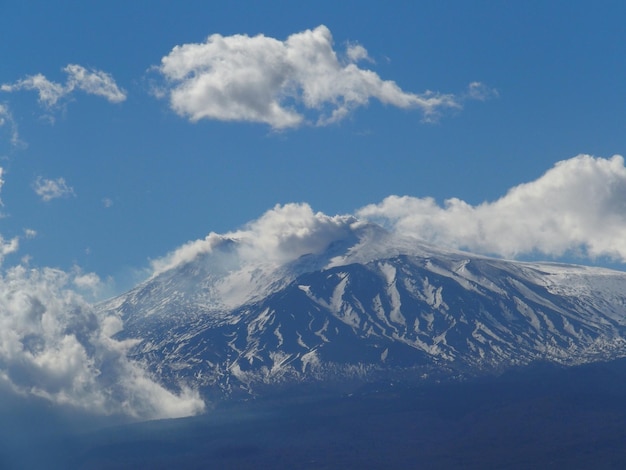 View of the volcano Etna from Taormina Sicily