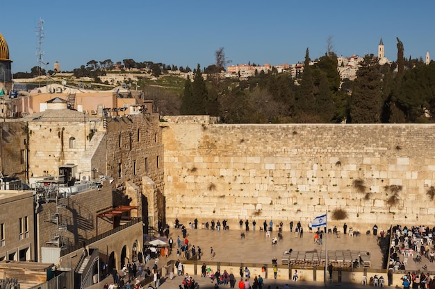 View of the wailing wall of the old city of jerusalem