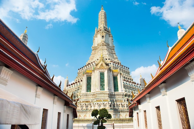 View of Wat Arun on blue sky background