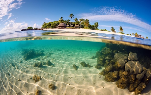 A view of the water and the beach below it