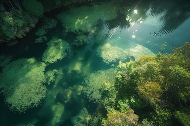 A view of the water from the bottom of the sea