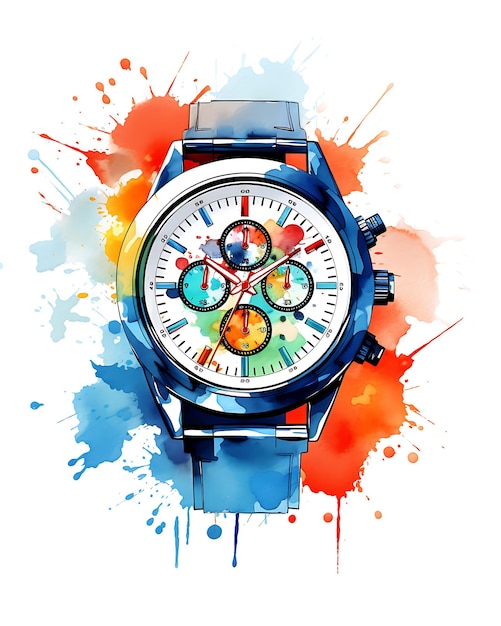 View of a watercolor watch Design