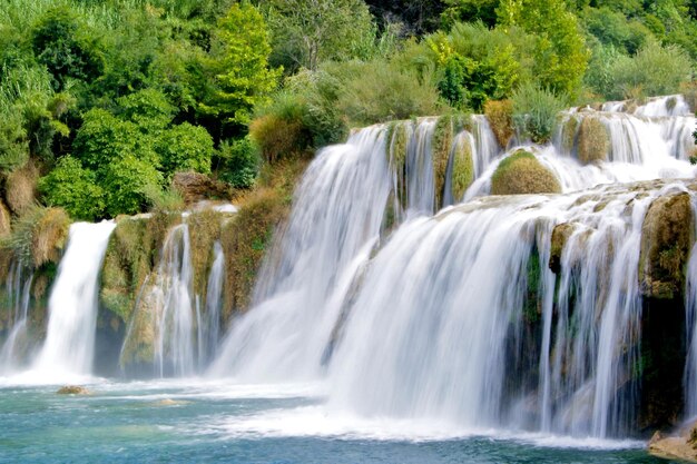 Photo view of waterfall in forest