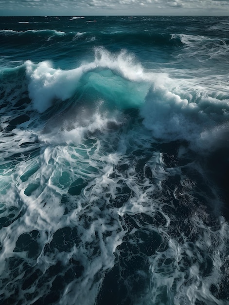 View waves in the ocean via drone generative ai